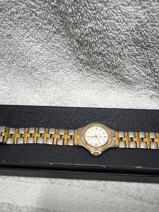Amazon.com: Bulova Ladies Bulova Quartz Watch Women C9671183 Date Stainless 2 Tone Band New Bat Great !!